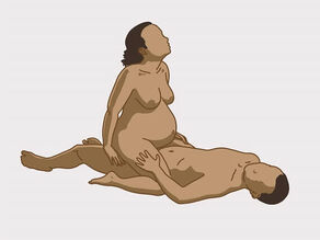 Samleie under graviditet, eksempel 1: Den gravide kvinnen sitter oppå mannen.